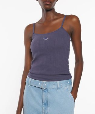 MAISON KITSUNÉ 無花果殼藍小狐狸LOGO細肩帶合身背心_女/ M