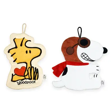 史努比Snoopy 超細纖維造型掛飾擦手巾(2入組)/ 飛行員+胡士托各1