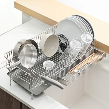 日本霜山 304不鏽鋼餐具瀝水架(附刀架/筷架)