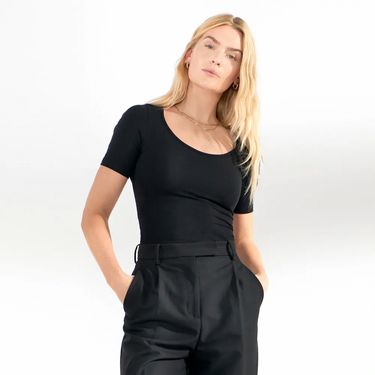 Bread & Boxers Scoop Neck 有機棉女用深U圓領T/ 黑/ L