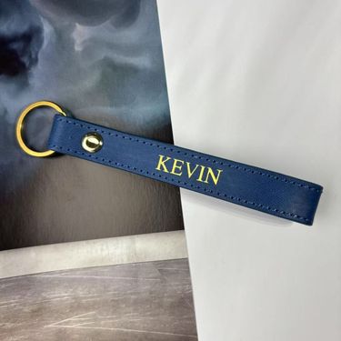 Metalmorphose客製化真皮鑰匙圈/ 燙金款/ 海軍藍