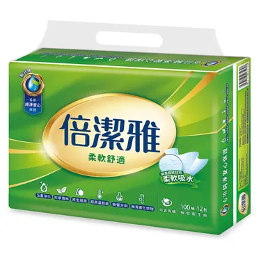 倍潔雅抽取式衛生紙/ 100抽x12包/ 串