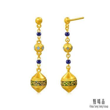 點睛品 凌冬之蔓 青金石黃金耳環 (一對)