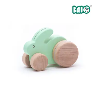BAJO動物系列/ 小跳跳兔拉繩玩具/ 綠色