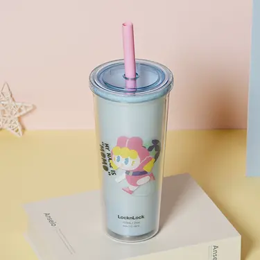 LocknLock樂扣樂扣酷趣珍奶吸管杯/ 750ml/ 淘氣娃藍