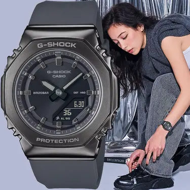 CASIO 卡西歐 G-SHOCK 個性時尚 八角金屬錶殼 雙顯手錶-個性黑 GM-S2110B-8A