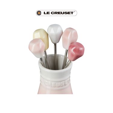 LE CREUSET童話派對餐叉組5入/ 雪花白/奶油黃/貝殼粉/薔薇粉/淡粉紅