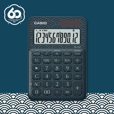 CASIO 60週年限定特仕版傳統和風紋樣計算機/ 12位元/ 海波藍/ MS-20UC-JBU