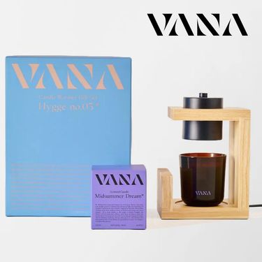 VANA Hygge No. 03實木款香氛暖燈禮盒/ 暖燈+仲夏之夢蠟燭250g