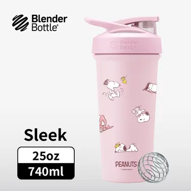 BlenderBottle Sleek按壓式不鏽鋼水壺/ 史努比SNOOPY/ 粉紅小日子/ 25oz/ 740ml