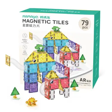 媽媽友mamayo星鑽磁力片/ 滾球軌道魔法組/ 79pcs/ 附VR雲端教學