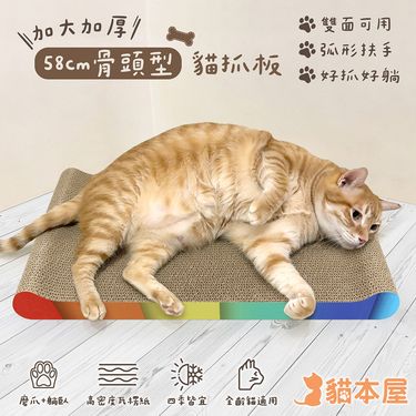 貓本屋 58cm加長款 骨頭型雙面用貓抓板/ 彩虹