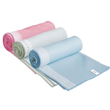 【好好棉】吸水抗臭自黏擦髮巾/100x37cm-3件組/ A組: 綠、藍、粉