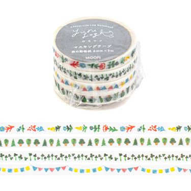 日本 MIDORI Yuru Log 6mm 紙膠帶/ 森の動物