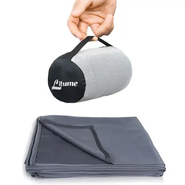 Litume意都美E650天鵝絨旅行毛毯/ 深藍灰
