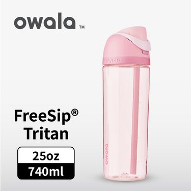 Owala Freesip Tritan彈蓋+可拆式吸管運動水壺/ 專利雙飲口/ 740ml/ 柔光粉