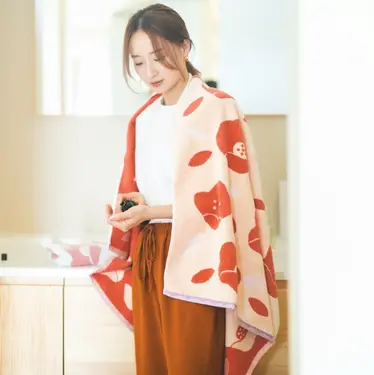 伊織今治認證優美山茶花浴巾/ 紅色