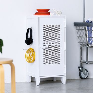 日本天馬 Fits 網格款可層疊置物收納櫃(附洞洞板)-DIY/ 典雅白