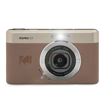 Kodak 柯達 PIXPRO C1 復古數位相機 自拍翻轉螢幕 口袋型相機 (公司貨-贈128GB記憶卡)/ 咖啡色