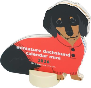 2026 日本 Greeting Life 動物造型桌曆/ 迷你/ 臘腸狗