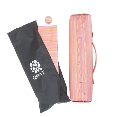 【QMAT】聖誕禮物組/ 折疊瑜珈墊+筋膜球+皮料手提包組 Y008-粉橘