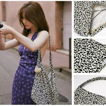 emis LEOPARD CORDUROY ECO BAG-豹紋eco袋/ 小豹白