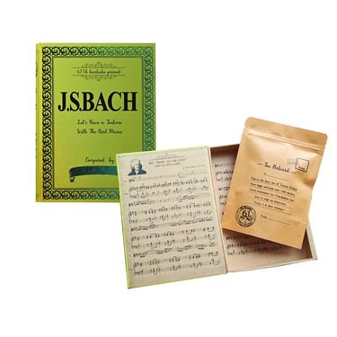 茶屋書店古典樂譜風阿里山原片茶包禮盒/ 巴哈/ 青心綠茶/ 附紙袋