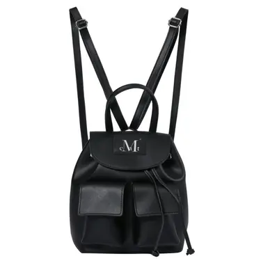 韓國 MUCENT AREN TWO POCKET LEATHER MINI BACKPACK UNISEX 中性迷你雙口袋後背包 黑色Black