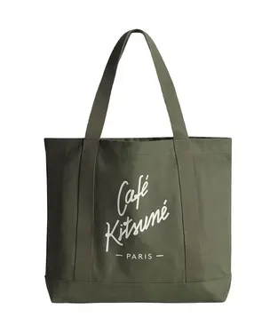 CAFÉ KITSUNÉ 深卡其手繪LOGO購物袋