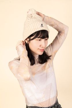 KANGOL POM POM毛球頭顱帽/ 米色/ F