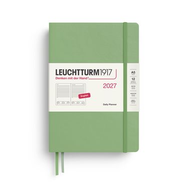 2027德國LEUCHTTURM1917 日誌/ 日計畫/ 21X14公分/ 鼠尾草綠/ 硬殼