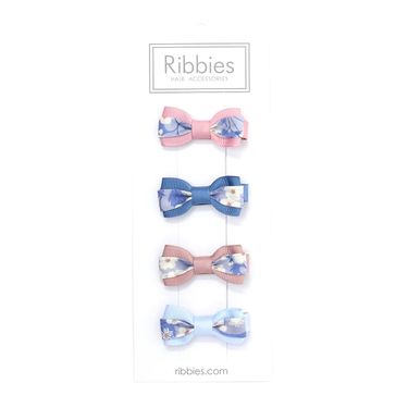 Ribbies 雙色緞帶蝴蝶結4入組-Mitsi Pastel Blue
