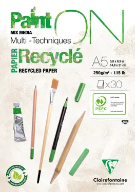 法國 Clairefontaine Paint On Recycled多用途畫紙冊/ A5/ 250g/ 30頁