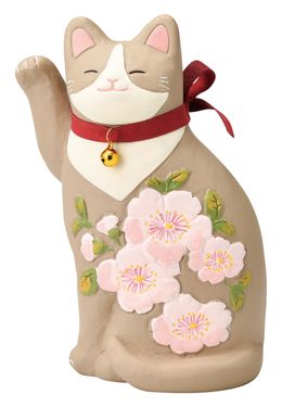 日本 SETO CRAFT Flower 招財貓擺飾/ M/ Sakura