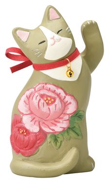 日本 SETO CRAFT Flower 招財貓擺飾/ S/ Peony