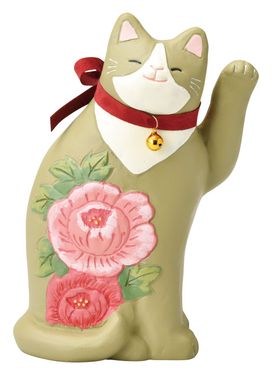 日本 SETO CRAFT Flower 招財貓擺飾/ M/ Peony