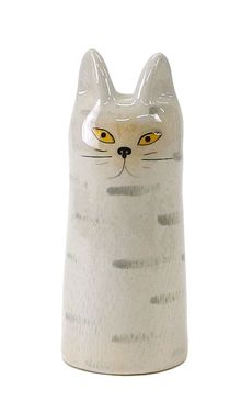 日本 KEY STONE 貓貓花瓶/ Silver Tabby