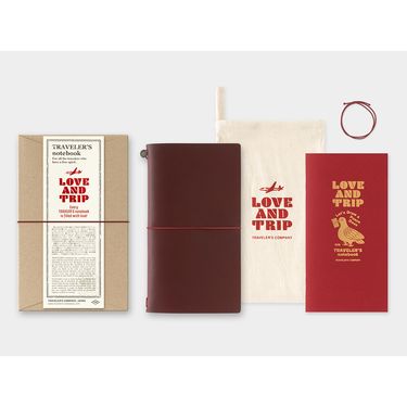 日本 TRAVELER'S COMPANY TRAVELER'S notebook 筆記本套組/ Love And Trip Red