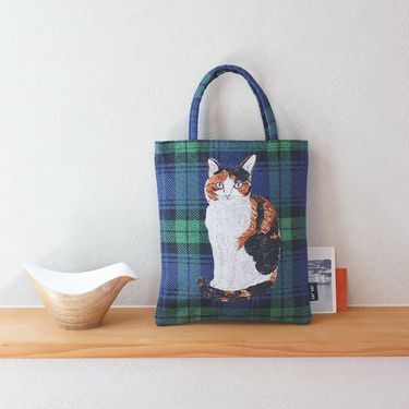 松尾美雪 格紋緹花迷你托特包/ Tabby