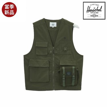 【Herschel】中性多功能口袋工裝背心/ 深綠/ M