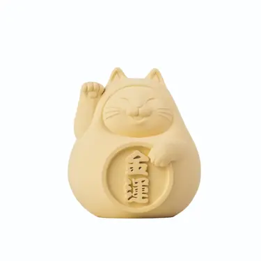 氺の尼 泥研製所胖胖金運貓/ 4.5cm/ 單入/ 招財黃