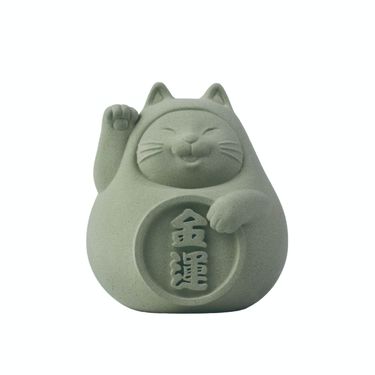 氺の尼 泥研製所胖胖金運貓/ 4.5cm/ 單入/ 健康綠