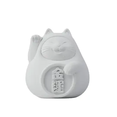 氺の尼 泥研製所胖胖金運貓/ 4.5cm/ 單入/ 北歐白