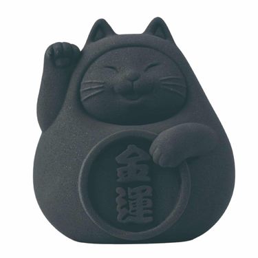 氺の尼 泥研製所胖胖金運貓/ 6cm/ 單入/ 炭錢黑