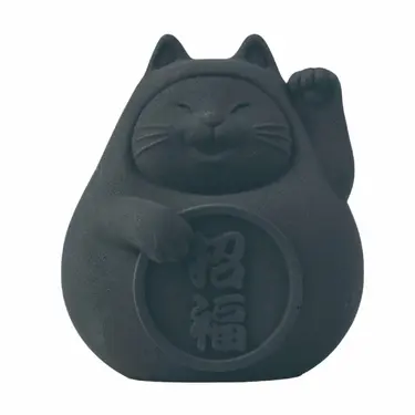 氺の尼 泥研製所胖胖招福貓/ 6cm/ 單入/ 炭錢黑