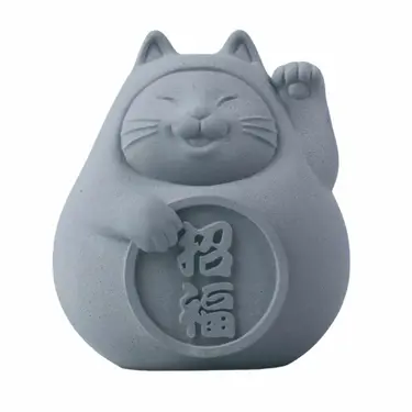 氺の尼 泥研製所胖胖招福貓/ 6cm/ 單入/ 清水灰