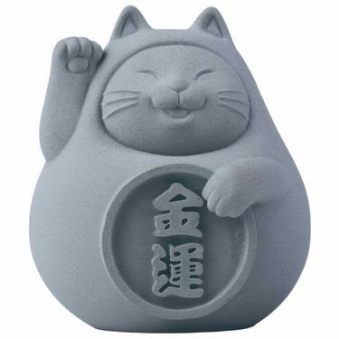 氺の尼 泥研製所胖胖金運貓/ 8cm/ 單入/ 清水灰