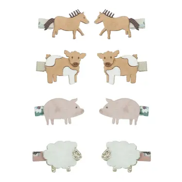 Mimi & Lula AW24鄉村家園農場動物迷你髮夾/ 8入