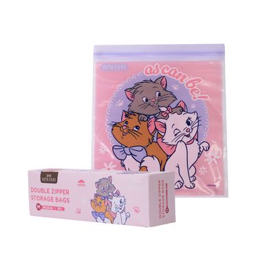 HOUSUXI迪士尼瑪麗貓雙夾鏈保鮮袋/ M/ 20入/ 盒