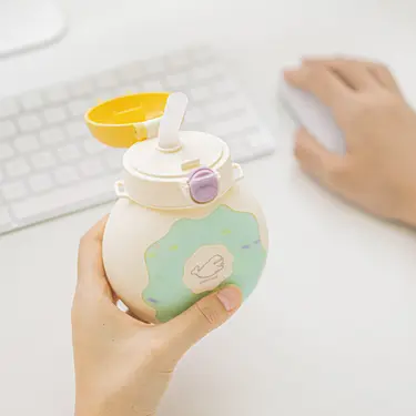 樹可甜甜圈矽膠小水壺/ 奶油白